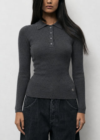 ELENA POLO COLLAR 100% WOOL SWEATER