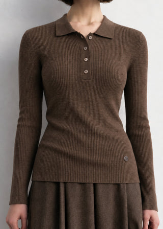 ELENA POLO COLLAR 100% WOOL SWEATER