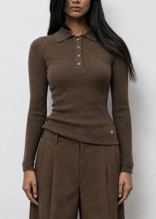 ELENA POLO COLLAR 100% WOOL SWEATER